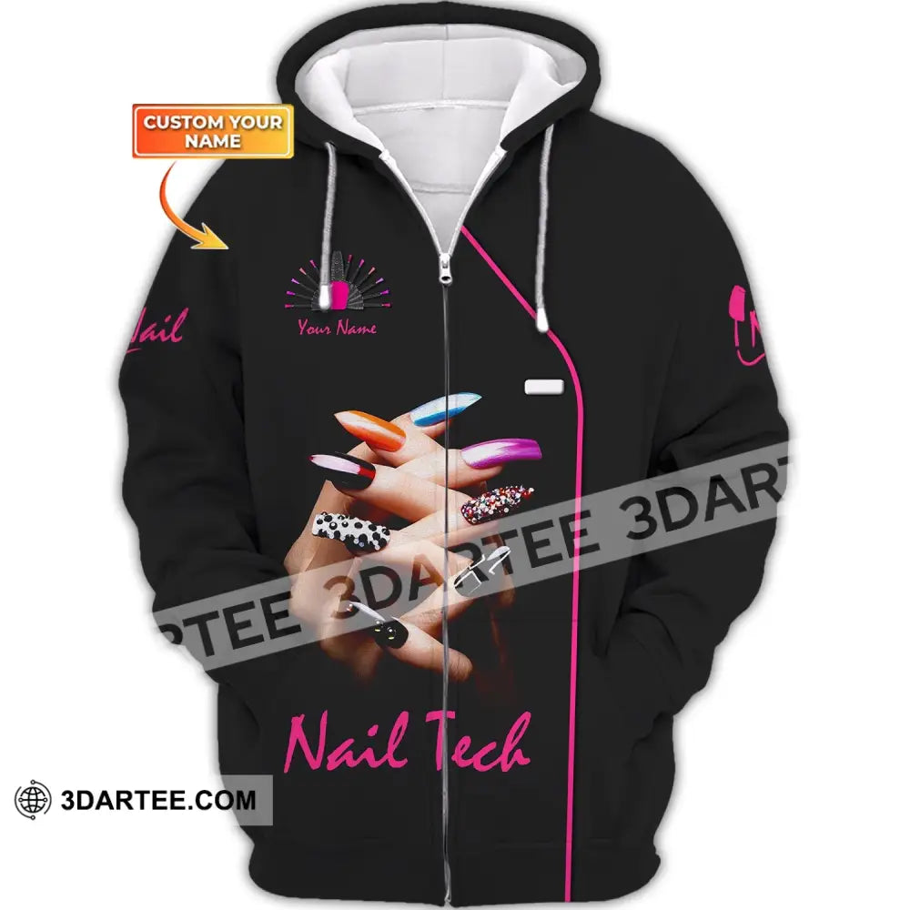 Women Shirt Nail Technician Tech Sportwear Zipper Hoodie / S T-Shirt