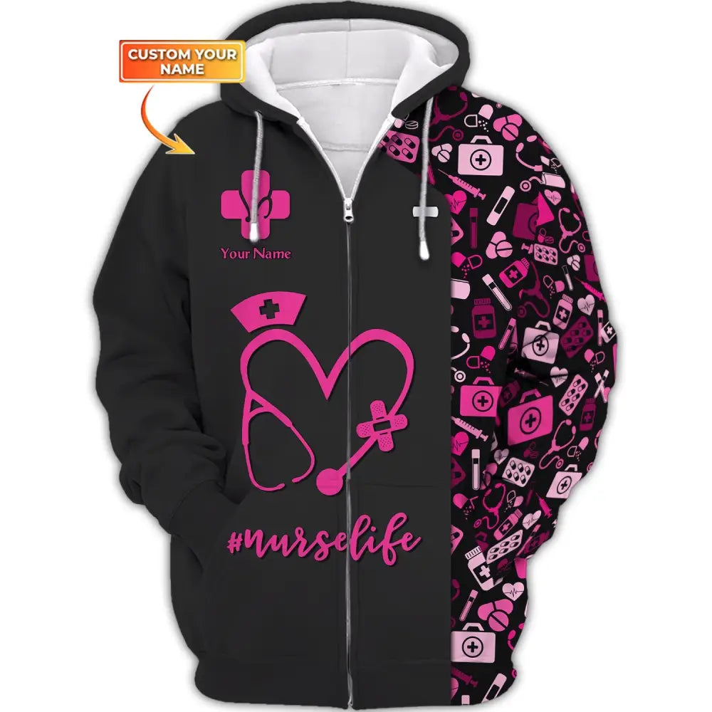 Women Shirt Nurse Life Nursing Hoodie Sportwear Zipper / S T-Shirt