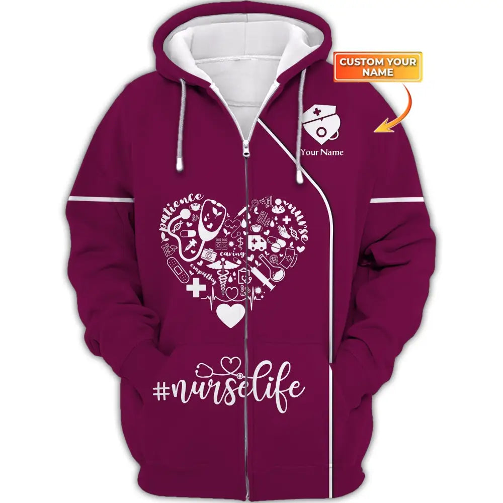 Women Shirt Nurse Life Nursing Hoodie Sportwear Zipper / S T-Shirt