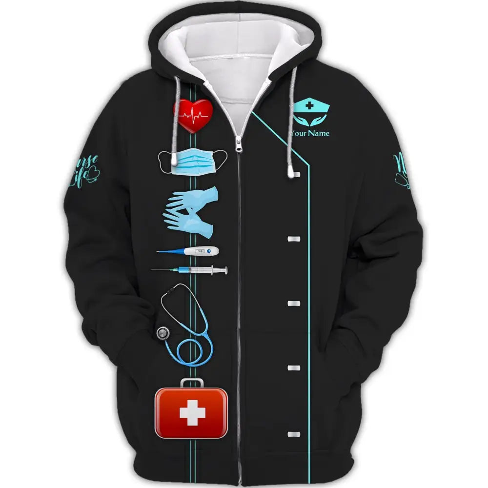 Women Shirt Nurse Life Nursing Shirts Sportwear Zipper Hoodie / S T-Shirt