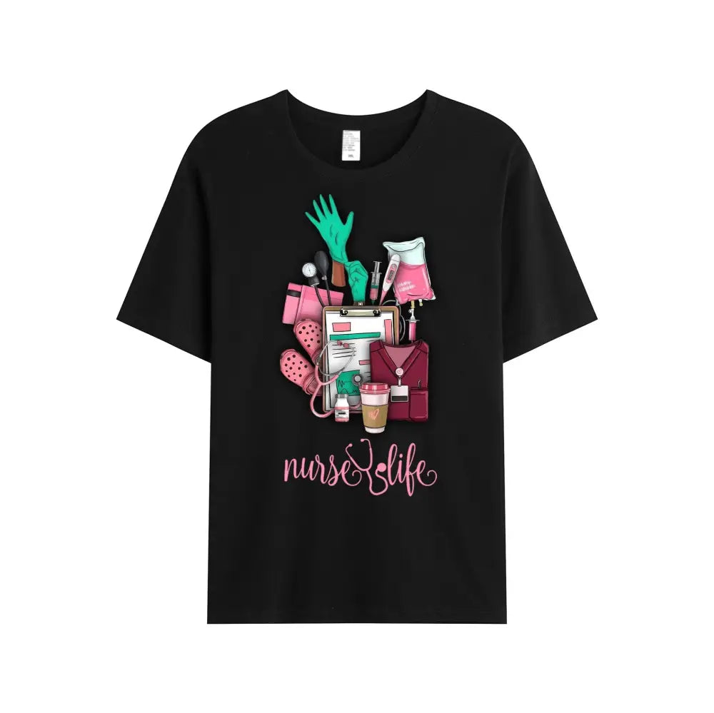 Women Shirt Nurse Life Nursing T-Shirt T-Shirt / Black S