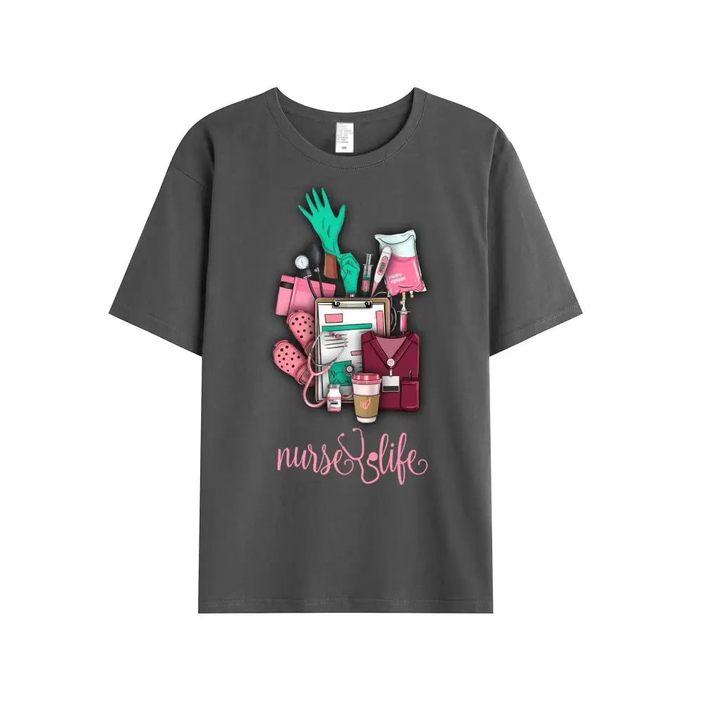 Women Shirt Nurse Life Nursing T-Shirt T-Shirt / Dark Gray S