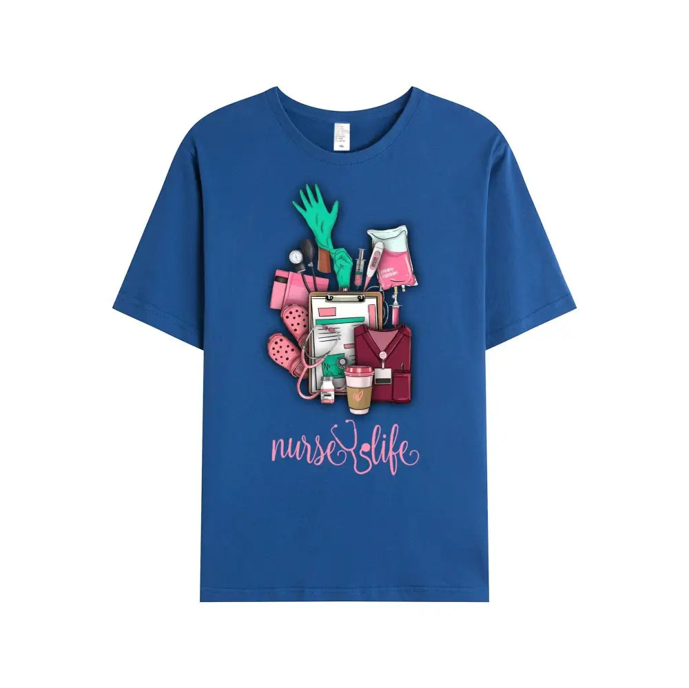 Women Shirt Nurse Life Nursing T-Shirt T-Shirt / Navy Blue S