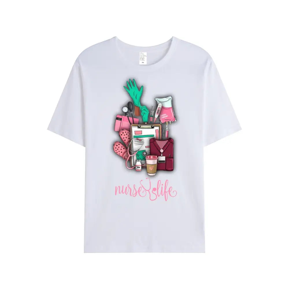 Women Shirt Nurse Life Nursing T-Shirt T-Shirt / White S