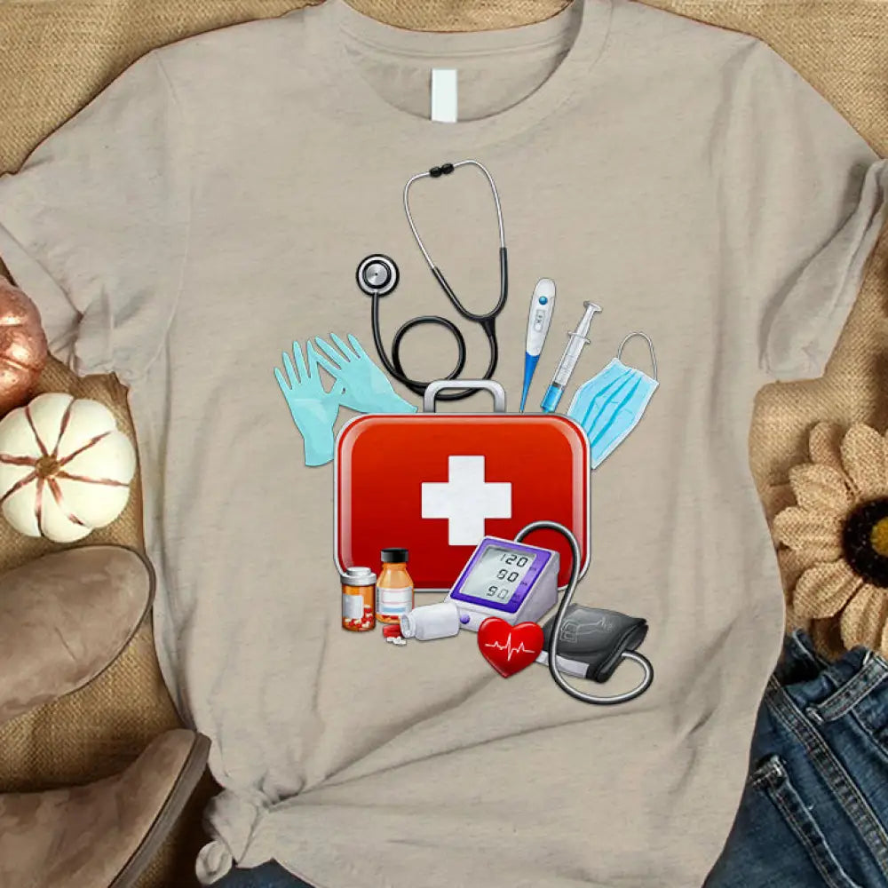 Women Shirt Nursing T-Shirt For Nurses T-Shirt / Beige S