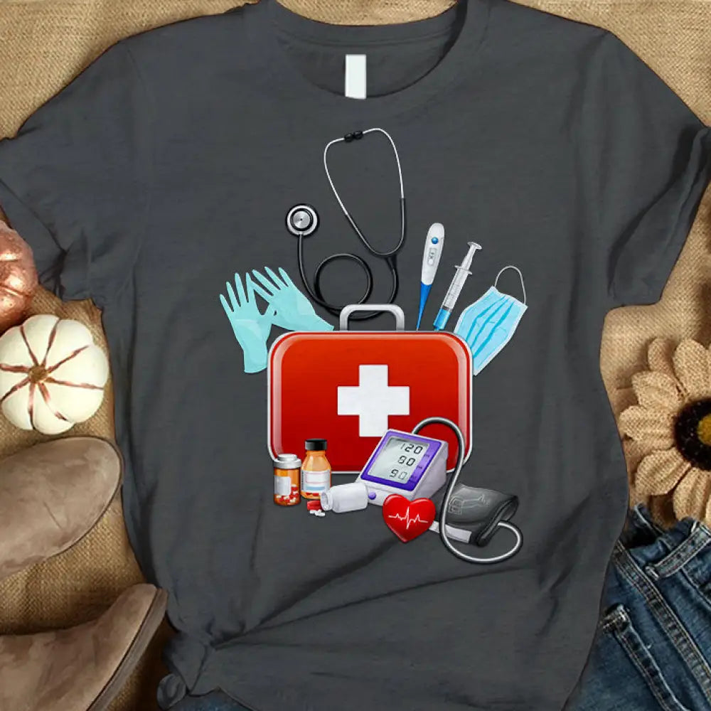 Women Shirt Nursing T-Shirt For Nurses T-Shirt / Dark Gray S