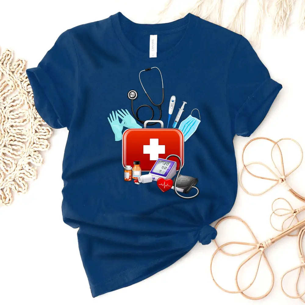 Women Shirt Nursing T-Shirt For Nurses T-Shirt / Navy Blue S