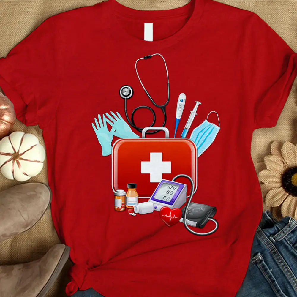 Women Shirt Nursing T-Shirt For Nurses T-Shirt / Red S