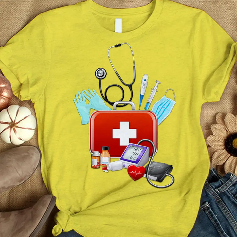 Women Shirt Nursing T-Shirt For Nurses T-Shirt / Yellow S